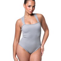 Ribbed Square Neck Shapewear Bodysuit - HeyShape
