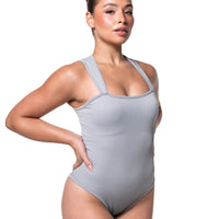 Ribbed Square Neck Shapewear Bodysuit