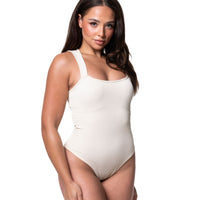 Ribbed Square Neck Shapewear Bodysuit - HeyShape