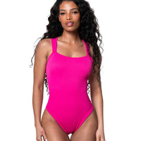 Ribbed Square Neck Shapewear Bodysuit - HeyShape