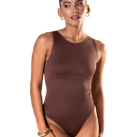 Round Neck Thong Bodysuit - HeyShape