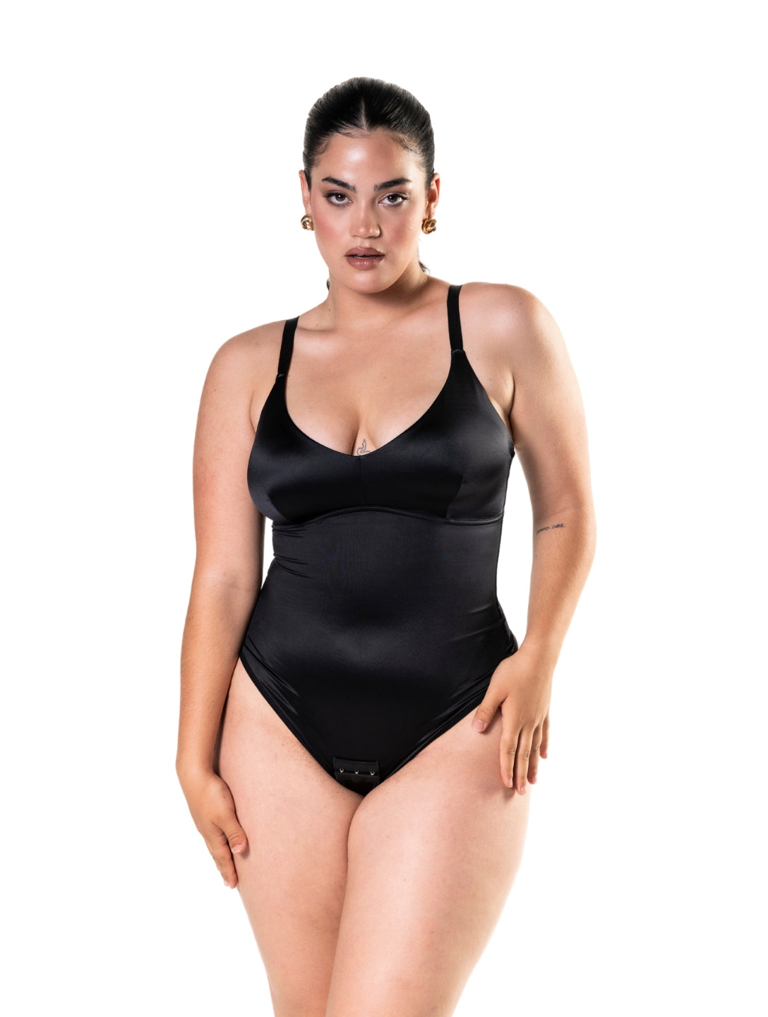 Satin Snatched Thong Bodysuit - HeyShape
