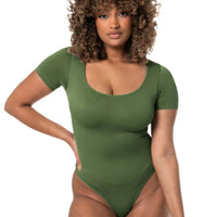 Square Neck Thong Bodysuit - HeyShape