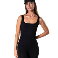 Square Neck U-Back Flared Jumpsuit - HeyShape