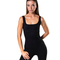 Square Neck U-Back Flared Jumpsuit