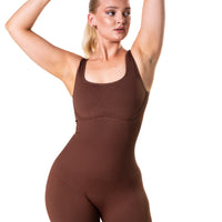 Square Neck U-Back Flared Jumpsuit - HeyShape