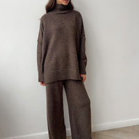 Thick High-Neck Lazy Wide Trousers Set