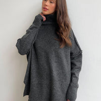 Thick High-Neck Lazy Wide Trousers Set