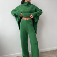 Thick High-Neck Lazy Wide Trousers Set