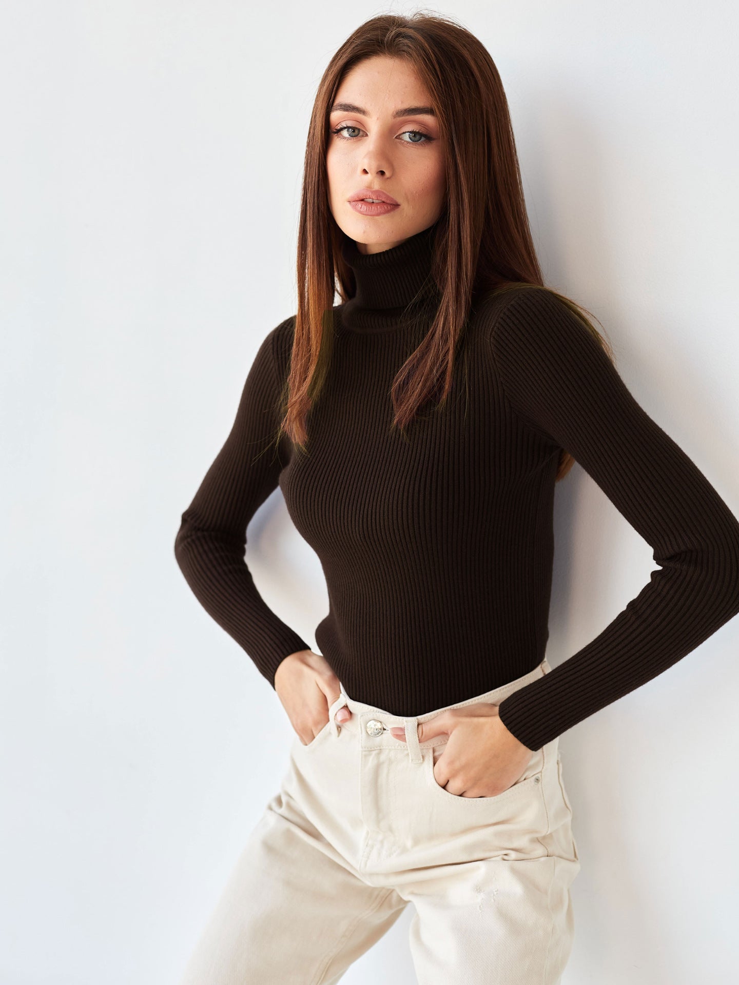 High-Neck Knit Pullover