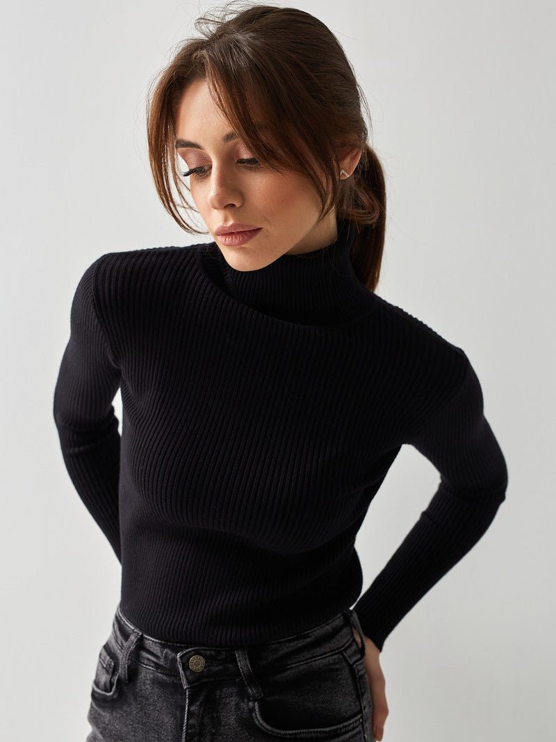 High-Neck Knit Pullover