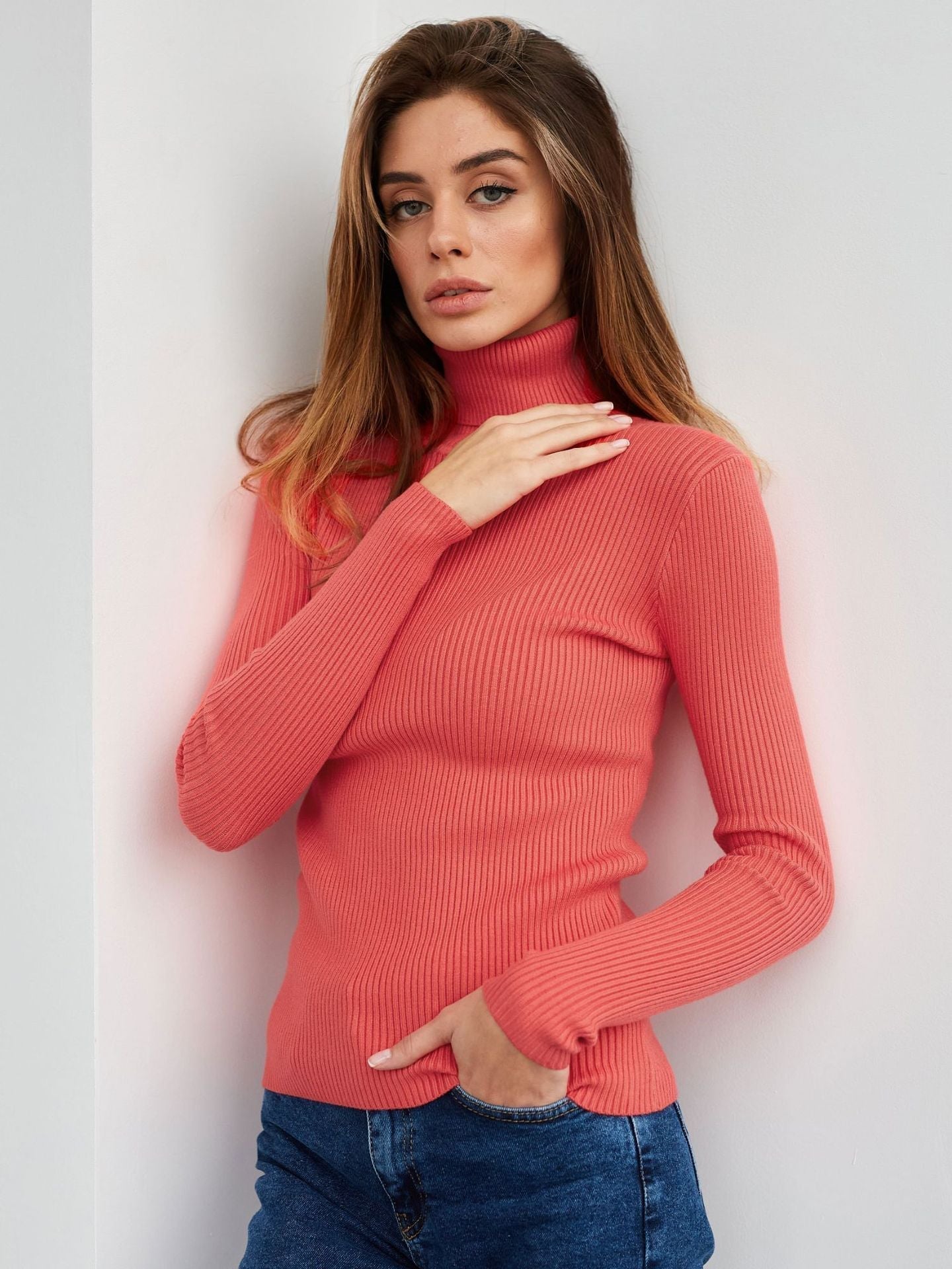 High-Neck Knit Pullover