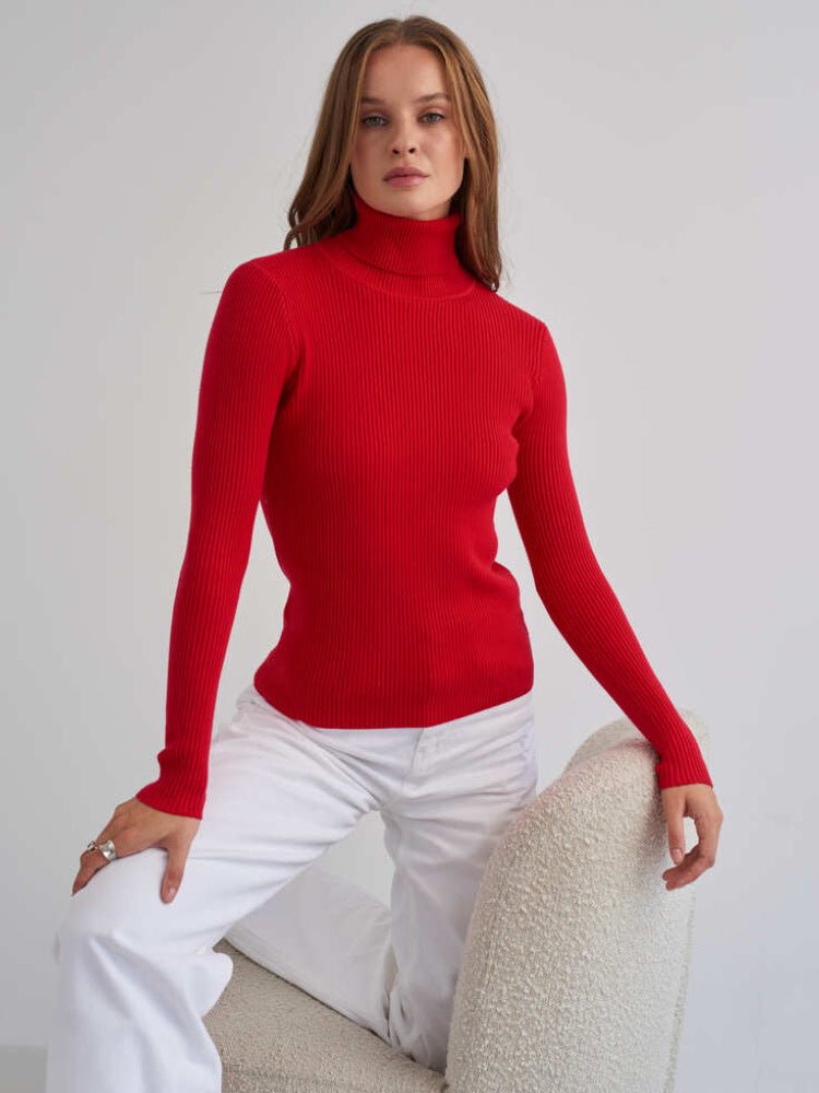 High-Neck Knit Pullover