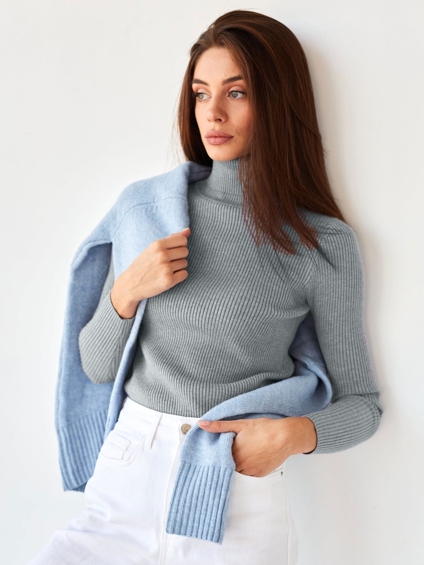 High-Neck Knit Pullover