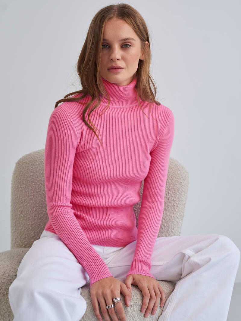 High-Neck Knit Pullover