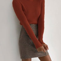 High-Neck Knit Pullover