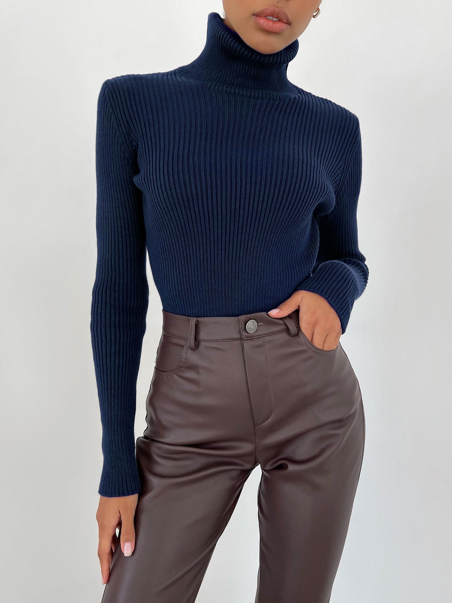 High-Neck Knit Pullover