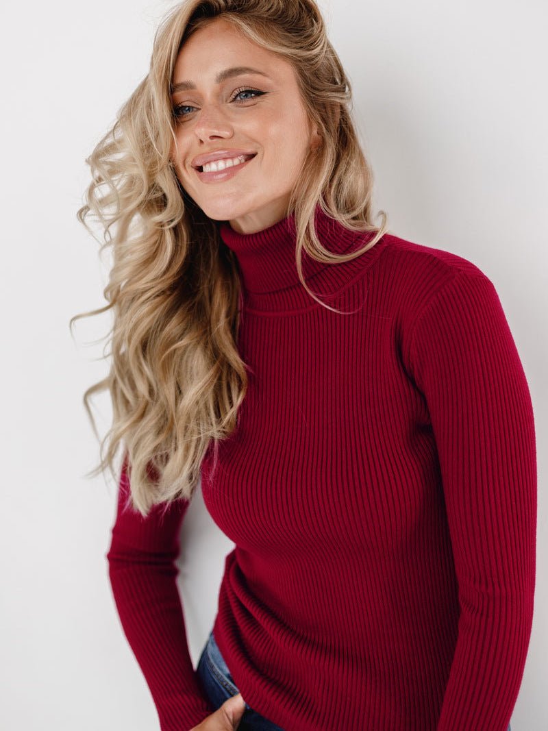 High-Neck Knit Pullover