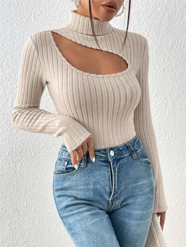 Women’s Hollow Slim-Fit Turtleneck Hoodie