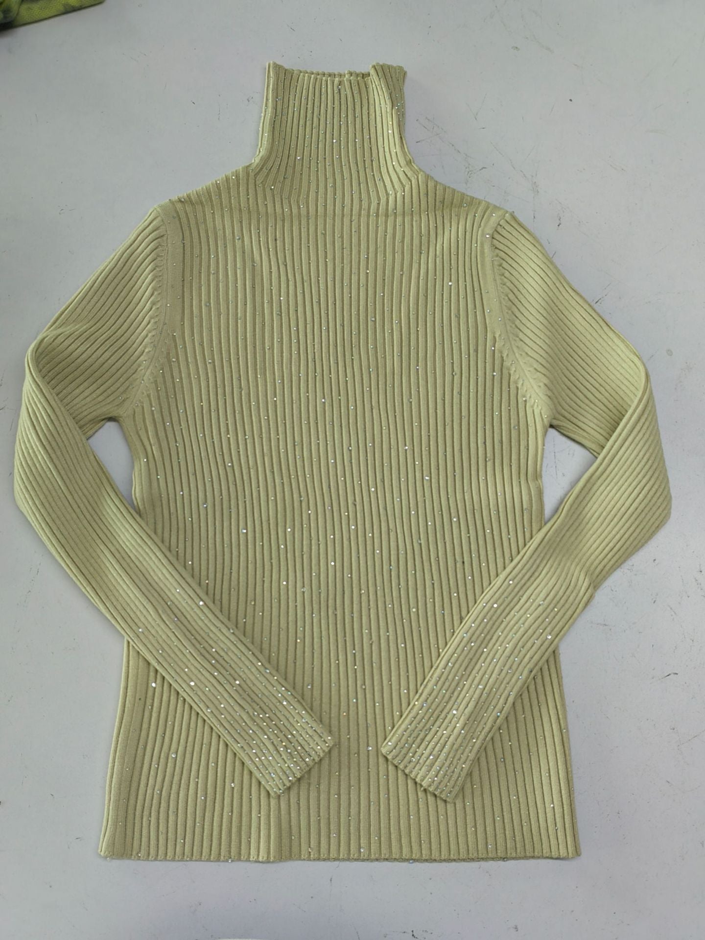 Thick Sequined High-Collar Pullover