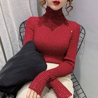 Thick Sequined High-Collar Pullover