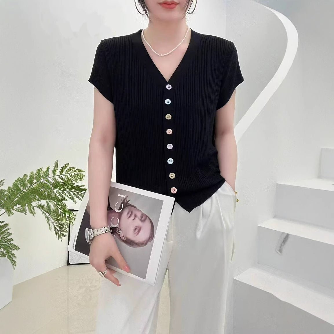 Soft Viscose Casual Short Sleeve Top