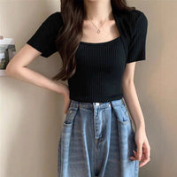 Slim Fit Bingshuang Silk Square Neck Top