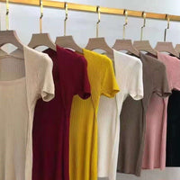 Slim Fit Bingshuang Silk Square Neck Top