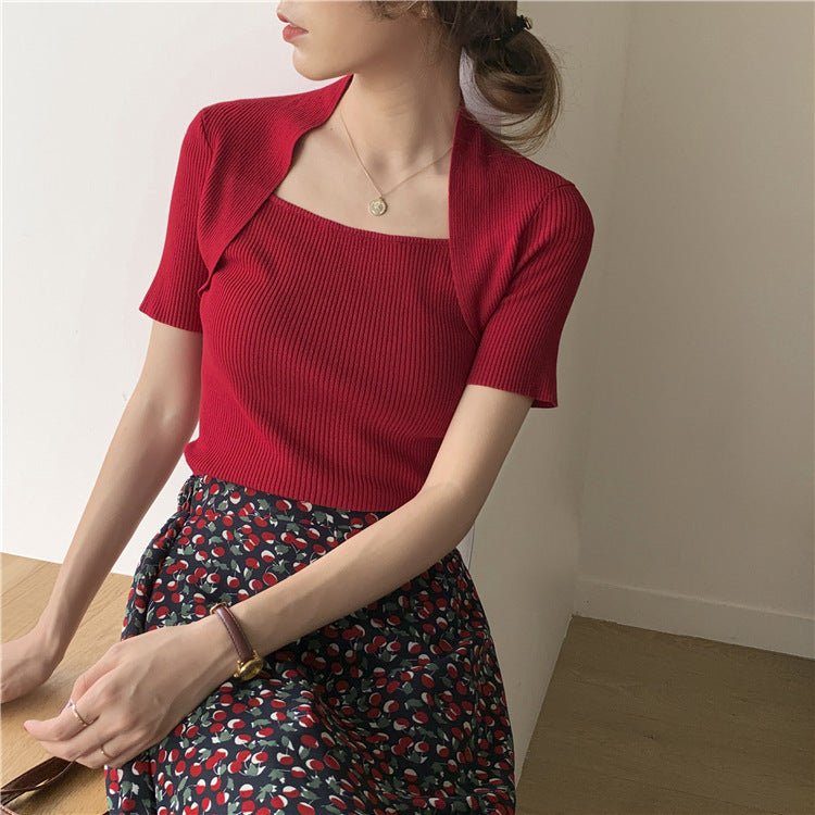 Slim Fit Bingshuang Silk Square Neck Top