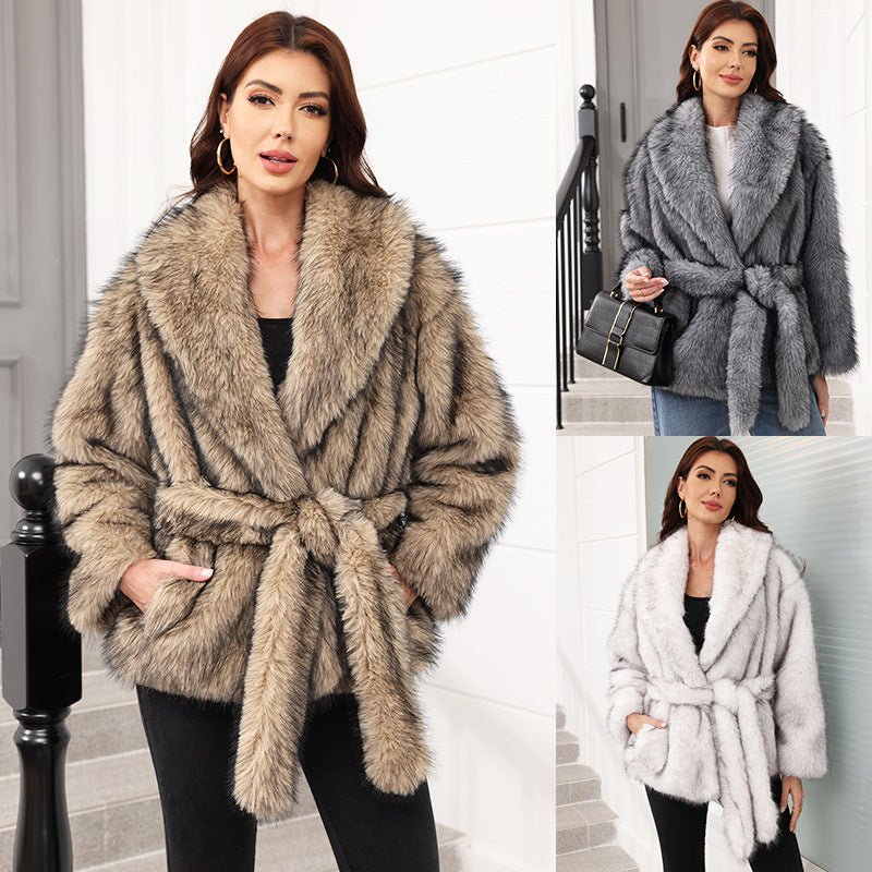 Belted Plush Long Coat