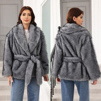Belted Plush Long Coat