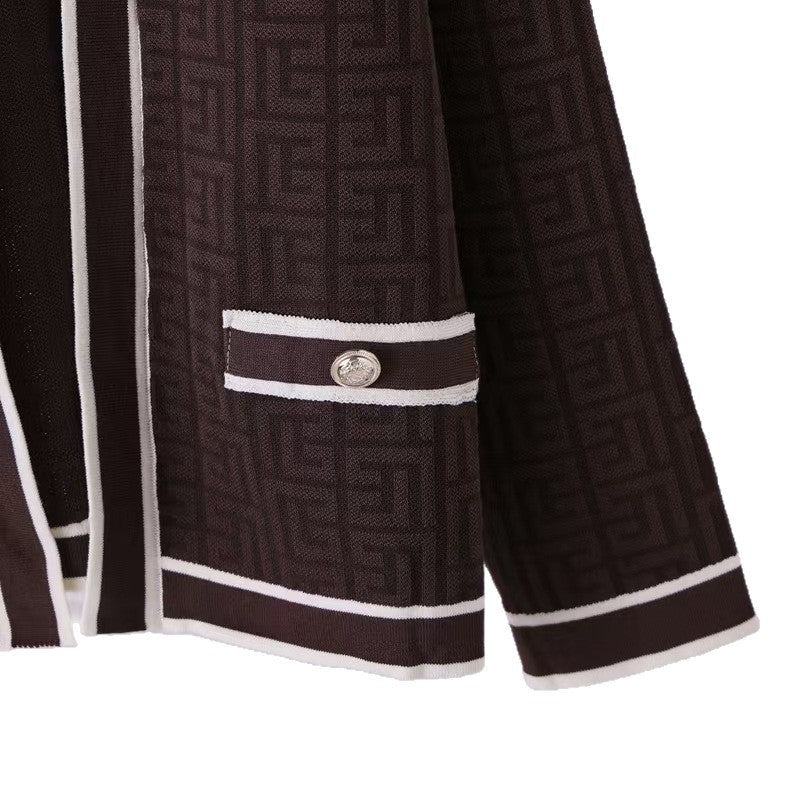 Knit Cardigan, Vest & Wide Pants Set