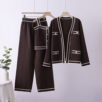 Knit Cardigan, Vest & Wide Pants Set