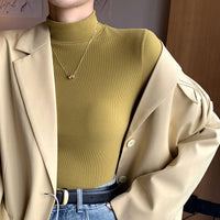 Semi-Turtleneck Bottoming Knit Top