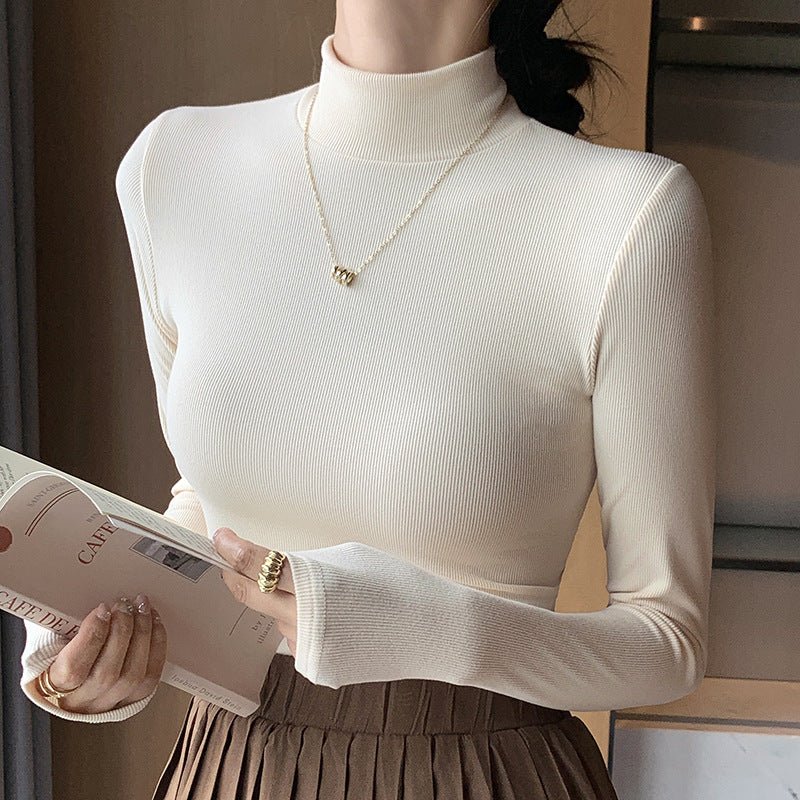 Semi-Turtleneck Bottoming Knit Top