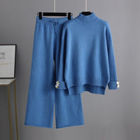 Thick Loose Semi-Turtleneck Knit Set