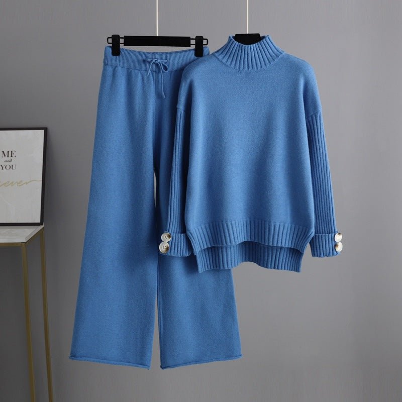 Thick Loose Semi-Turtleneck Knit Set