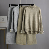 Thick Loose Semi-Turtleneck Knit Set
