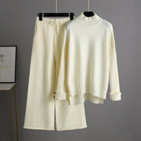 Thick Loose Semi-Turtleneck Knit Set