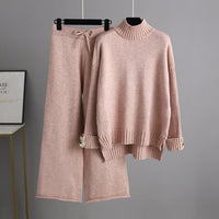 Thick Loose Semi-Turtleneck Knit Set