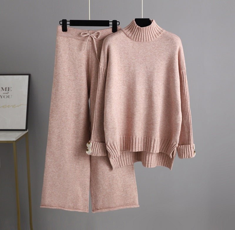 Thick Loose Semi-Turtleneck Knit Set