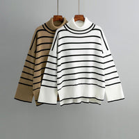 Contrast Striped Turtleneck Pullover