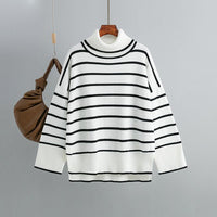 Contrast Striped Turtleneck Pullover