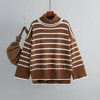 Contrast Striped Turtleneck Pullover