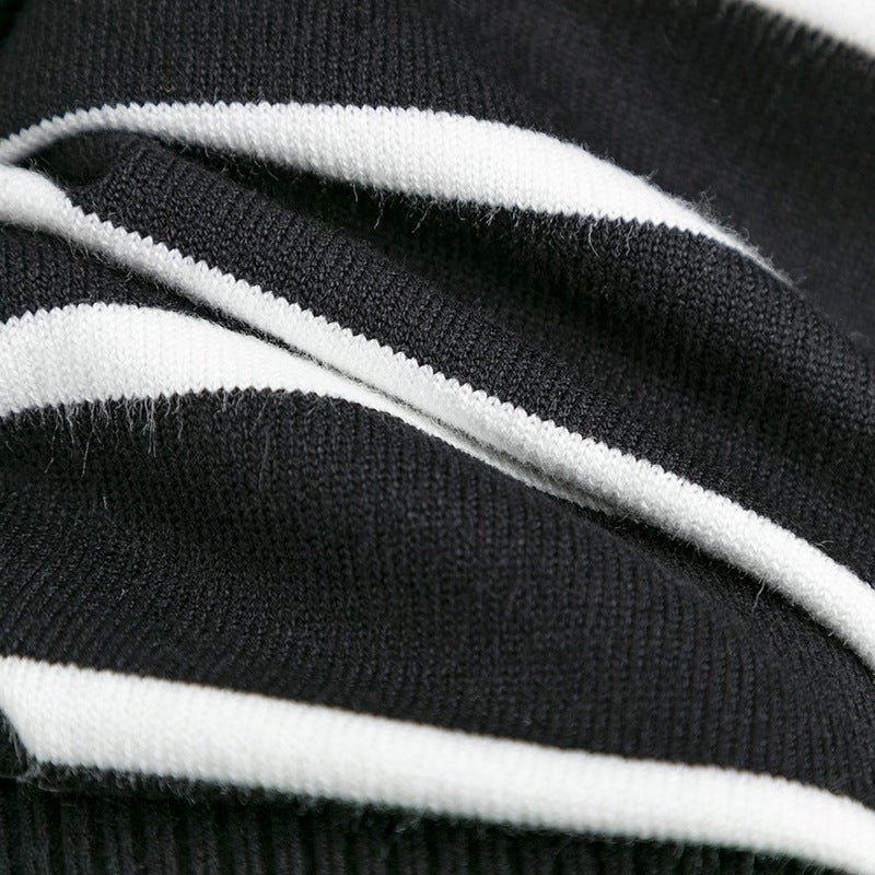 Contrast Striped Turtleneck Pullover
