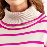 Contrast Striped Turtleneck Pullover