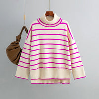 Contrast Striped Turtleneck Pullover