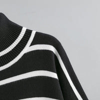 Contrast Striped Turtleneck Pullover