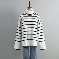 Contrast Striped Turtleneck Pullover