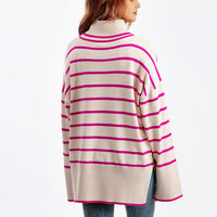 Contrast Striped Turtleneck Pullover